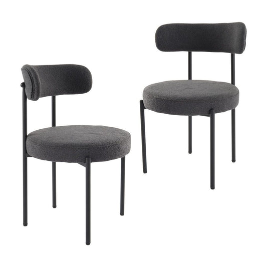 Charcoal Chic Boucle Elsa Dining Chairs - Furniture > Dining > Kitchen & Dining Chairs