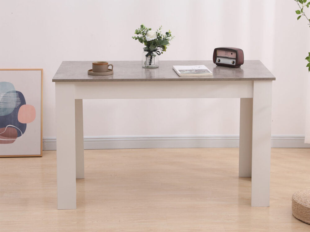 Dining Table Rectangular Wooden 120M-Grey&White - Furniture > Dining > Dining Tables