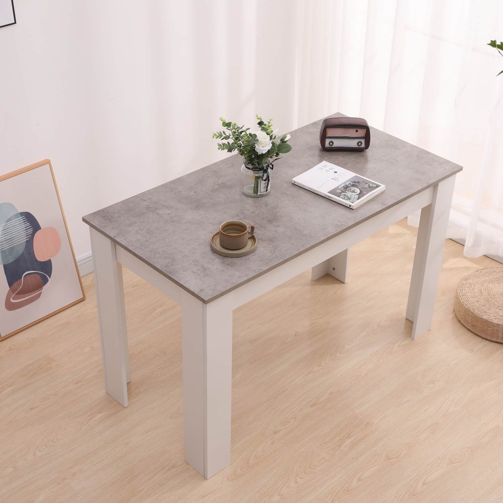 Dining Table Rectangular Wooden 120M-Grey&White - Furniture > Dining > Dining Tables