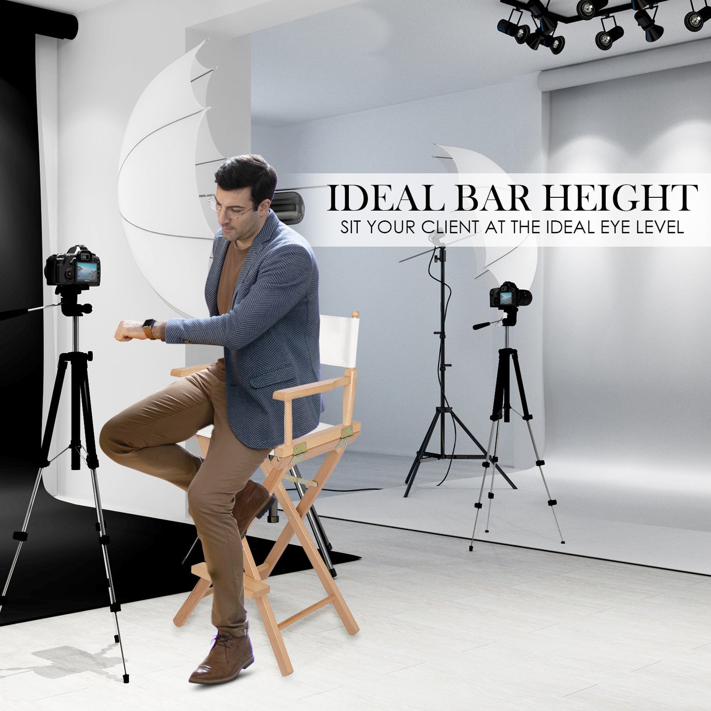 Director Movie Folding Tall Chair 76cm Beech WOOD HUMOR - Furniture > Bar Stools & Chairs > Table & Bar Stools