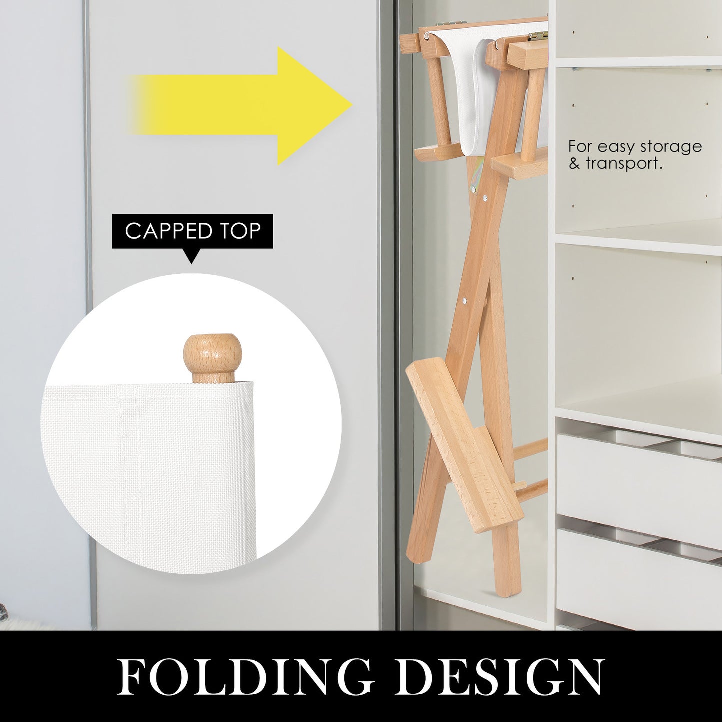 Director Movie Folding Tall Chair 76cm Beech WOOD HUMOR - Furniture > Bar Stools & Chairs > Table & Bar Stools