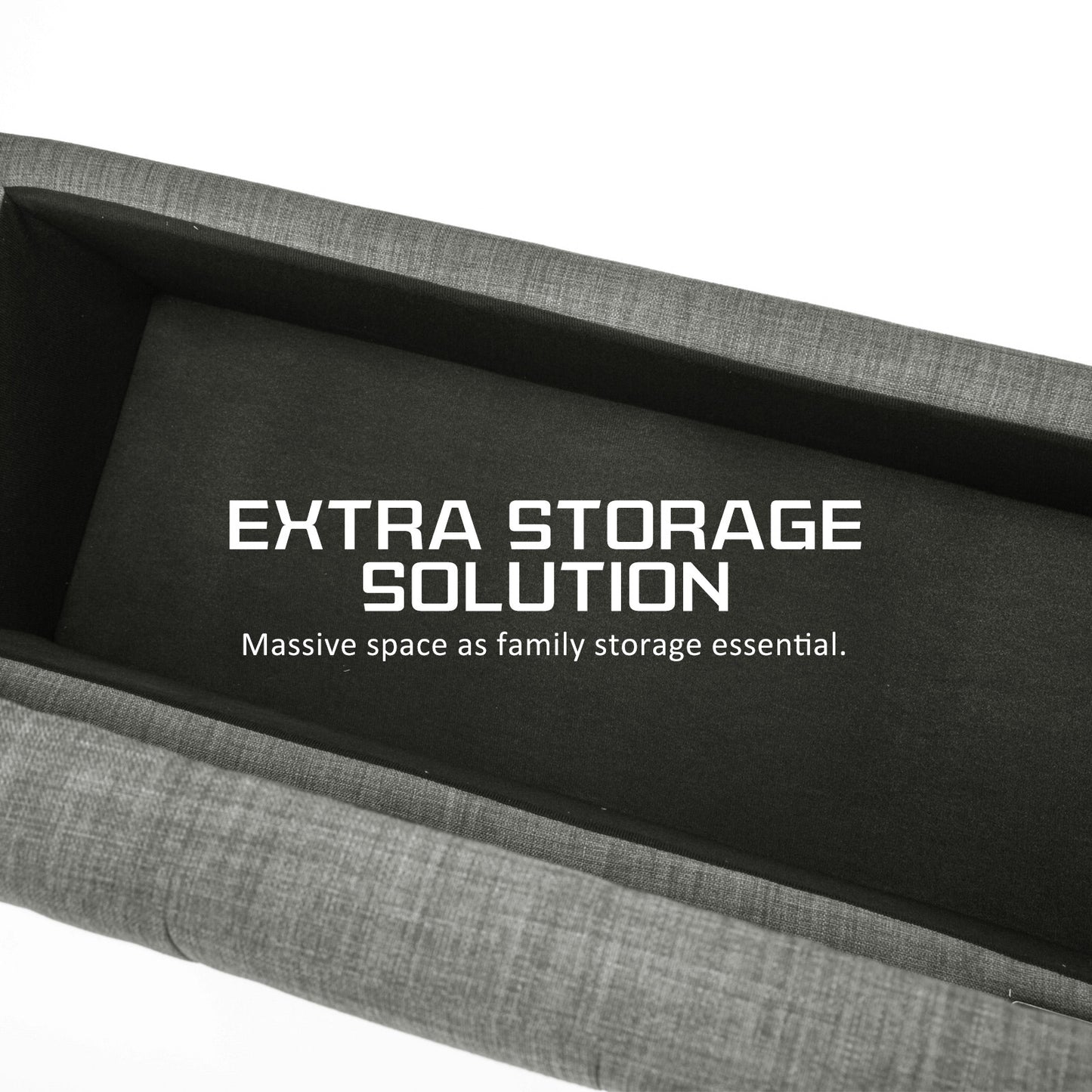Storage Ottoman Stool 102cm Fabric DARK GREY Furniture > Living Room > Ottomans & Footstools