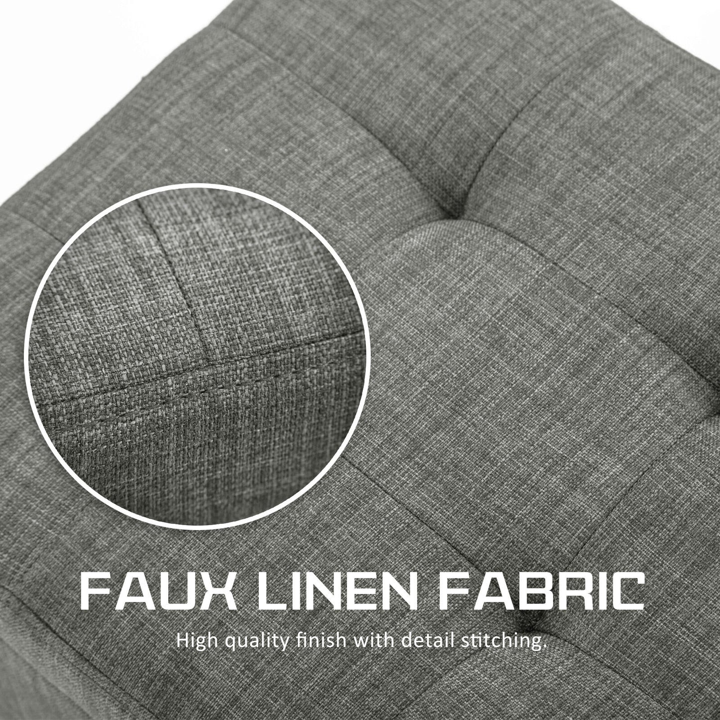 Storage Ottoman Stool 102cm Fabric DARK GREY Furniture > Living Room > Ottomans & Footstools