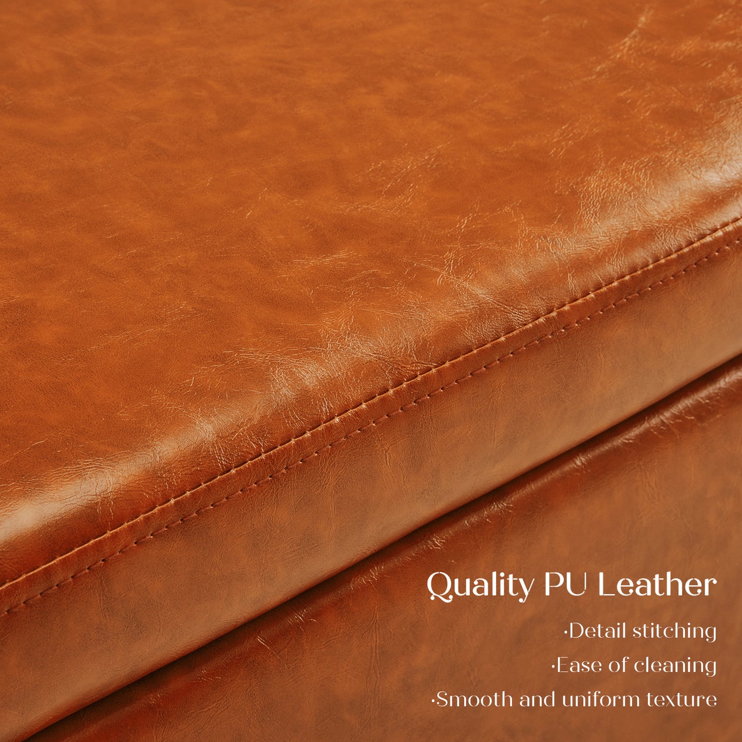 Storage Ottoman Stool Bench Seat 97cm PU Leather BROWN - Furniture > Living Room > Ottomans & Footstools