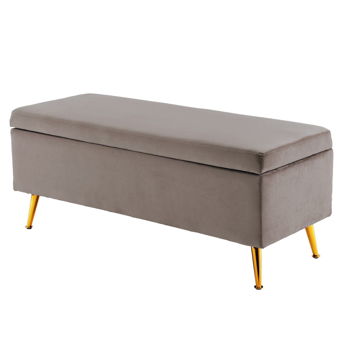 Storage Ottoman Stool Bench Seat 110cm Velvet GREY - Furniture > Living Room > Ottomans & Footstools