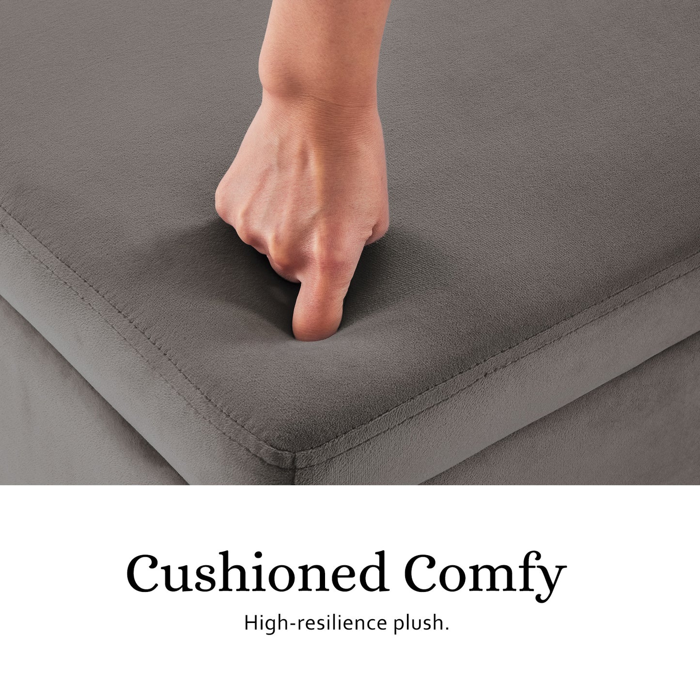 Storage Ottoman Stool Bench Seat 110cm Velvet GREY - Furniture > Living Room > Ottomans & Footstools