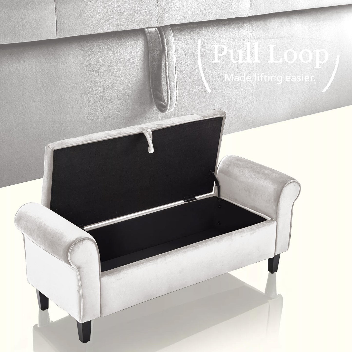 Storage Ottoman Stool Arm Bench Seat 132cm Velvet BEIGE - Furniture > Living Room > Ottomans & Footstools