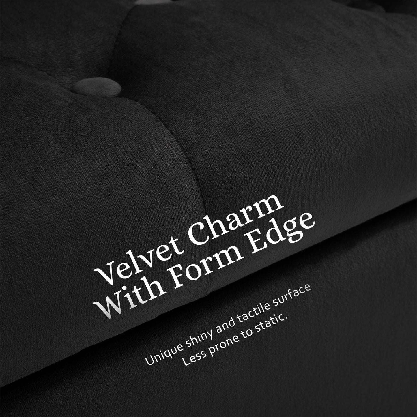 Storage Ottoman Stool Arm Bench Seat 132cm Velvet BLACK - Furniture > Living Room > Ottomans & Footstools