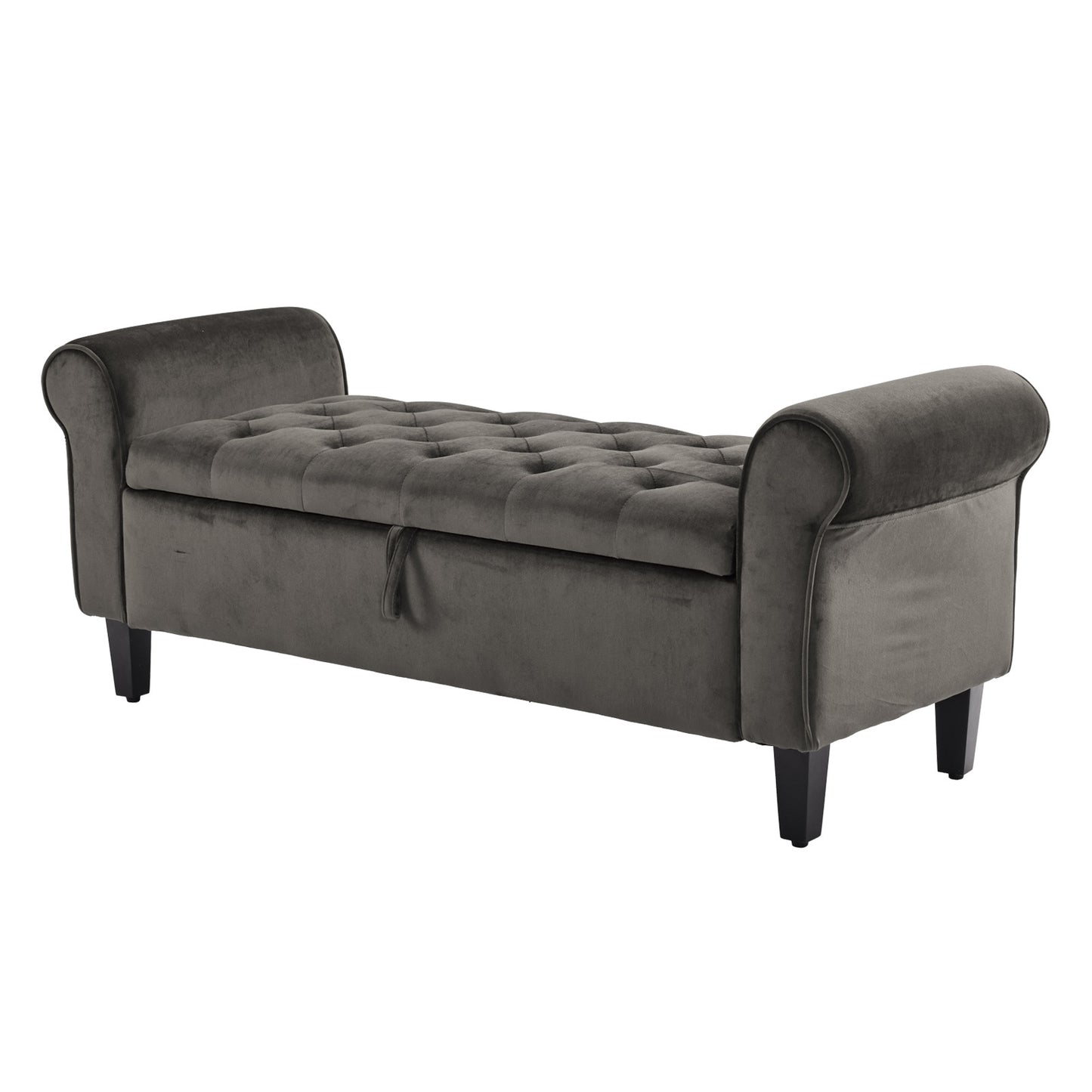 Storage Ottoman Stool Arm Bench Seat 132cm Velvet GREY - Furniture > Living Room > Ottomans & Footstools
