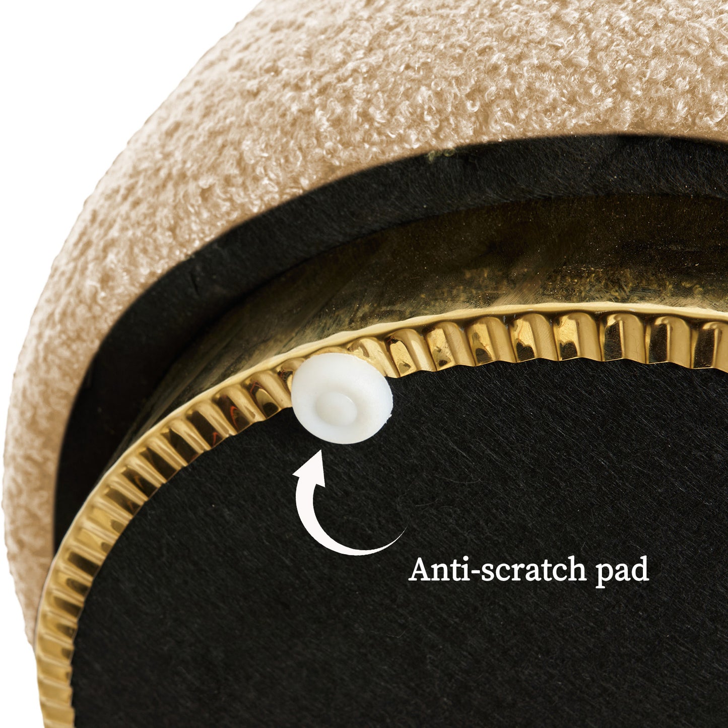Round Stacked Ottoman Stool Teddy Fleece Fabric Foot Rest 38cm BEIGE - Furniture > Living Room > Ottomans & Footstools
