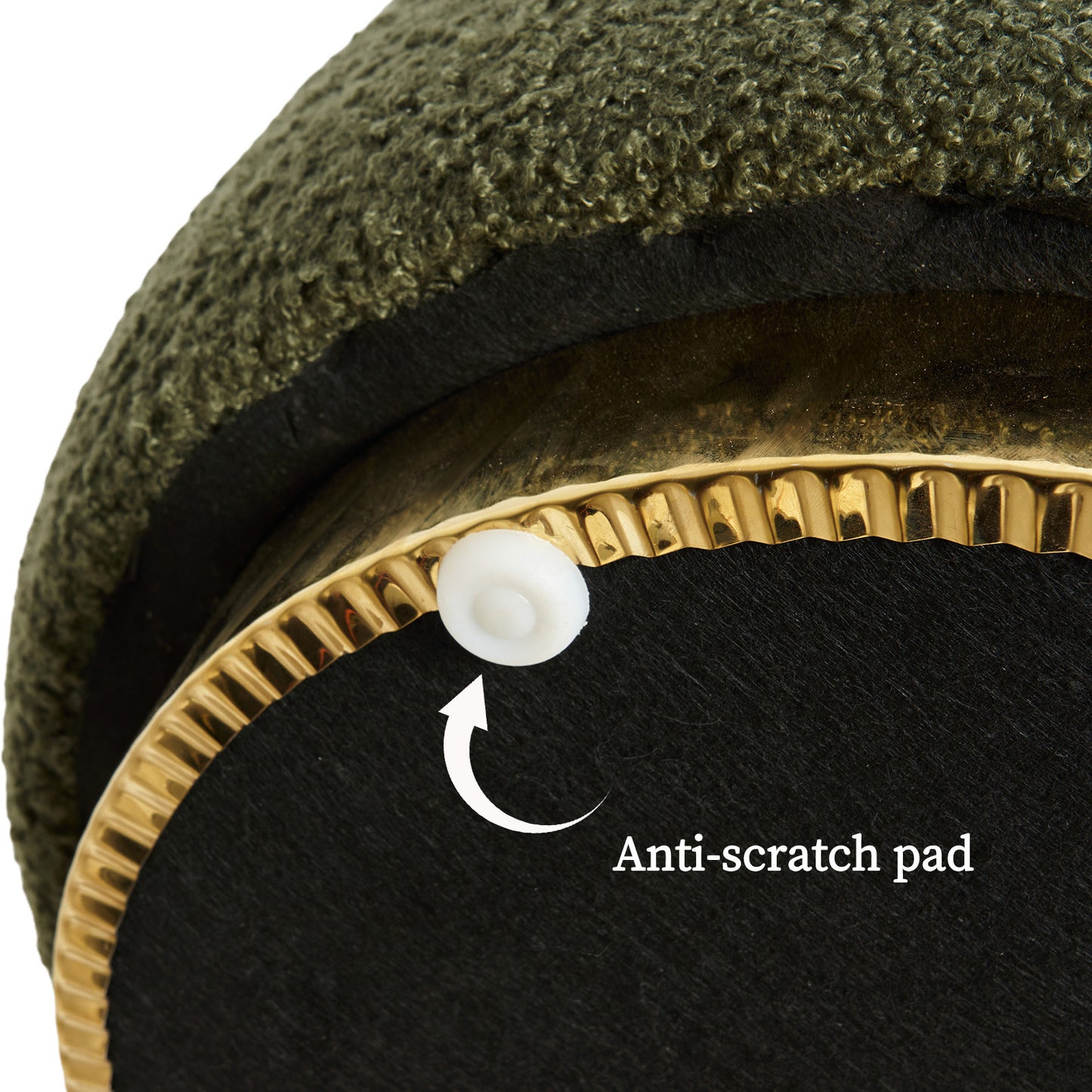 Round Stacked Ottoman Stool Teddy Fleece Fabric Foot Rest 38cm GREEN Furniture > Living Room > Ottomans & Footstools