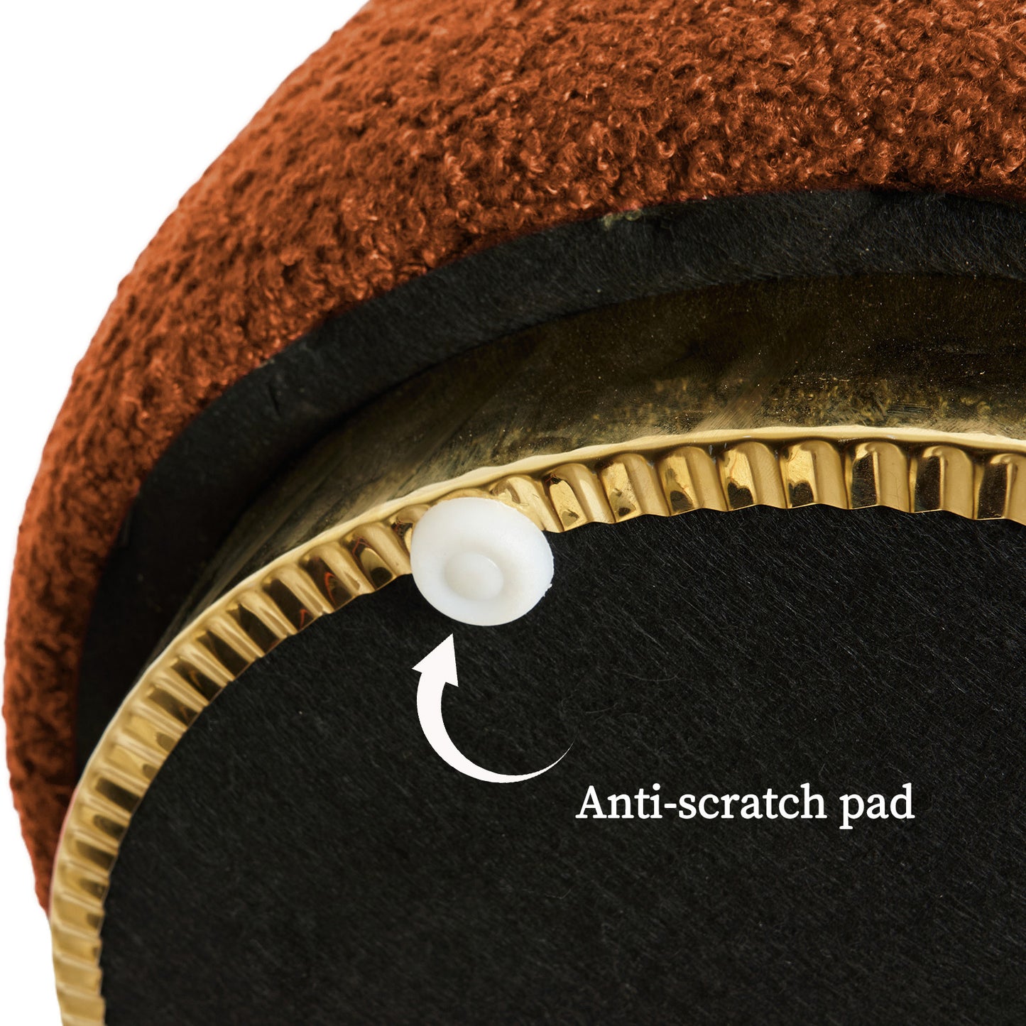 Round Stacked Ottoman Stool Teddy Fleece Fabric Foot Rest 38cm ORANGE - Furniture > Living Room > Ottomans & Footstools
