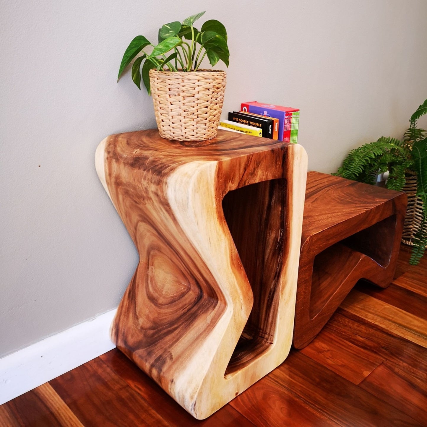 Side table coffee table or entrance corner table hand crafted from solid wood Furniture > Bedroom > Bedside Tables
