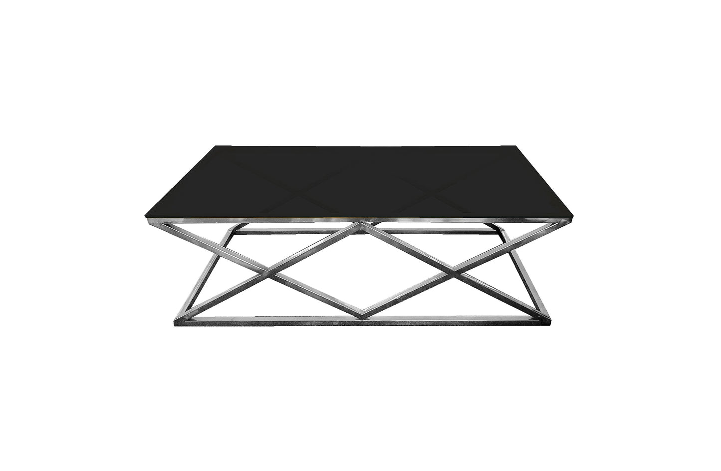 Alsea Coffee Table Silver Base - Black Glass - Furniture > Living Room > Coffee Tables