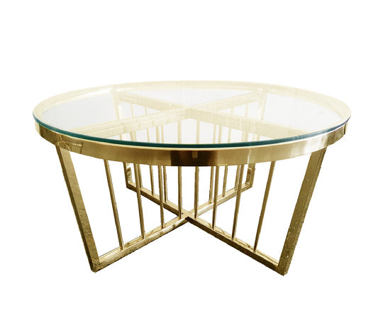 Salina Coffee Table 80cm Gold Base -Clear Glass - Furniture > Living Room > Coffee Tables