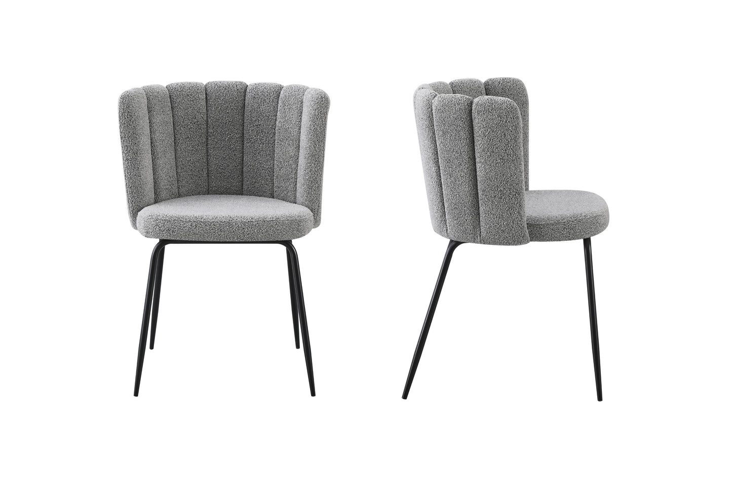Amelia Boucle Grey Dining Chair - Set of 2 - Furniture > Dining > Kitchen & Dining Chairs