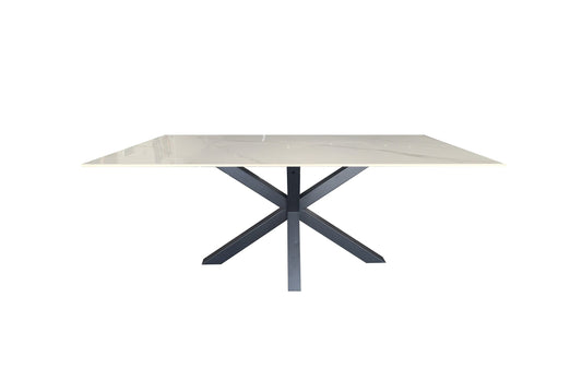 Miles Black With White Marble Dining Table 90cm x 180cm Furniture > Dining > Dining Tables