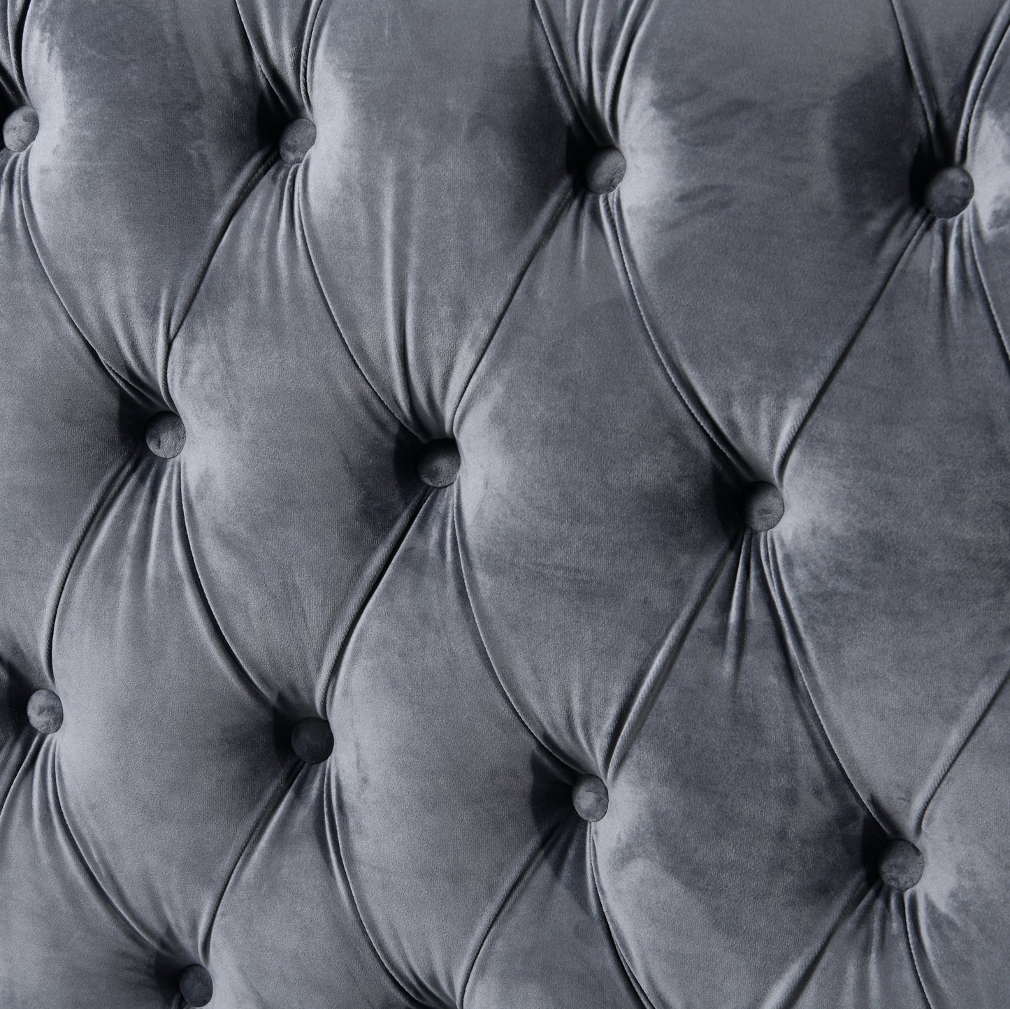 Madeline Range - Dark Grey Velvet 3 + 2 + 1 - Silver Trims - Furniture > Sofas > Sofas & Sofa Beds