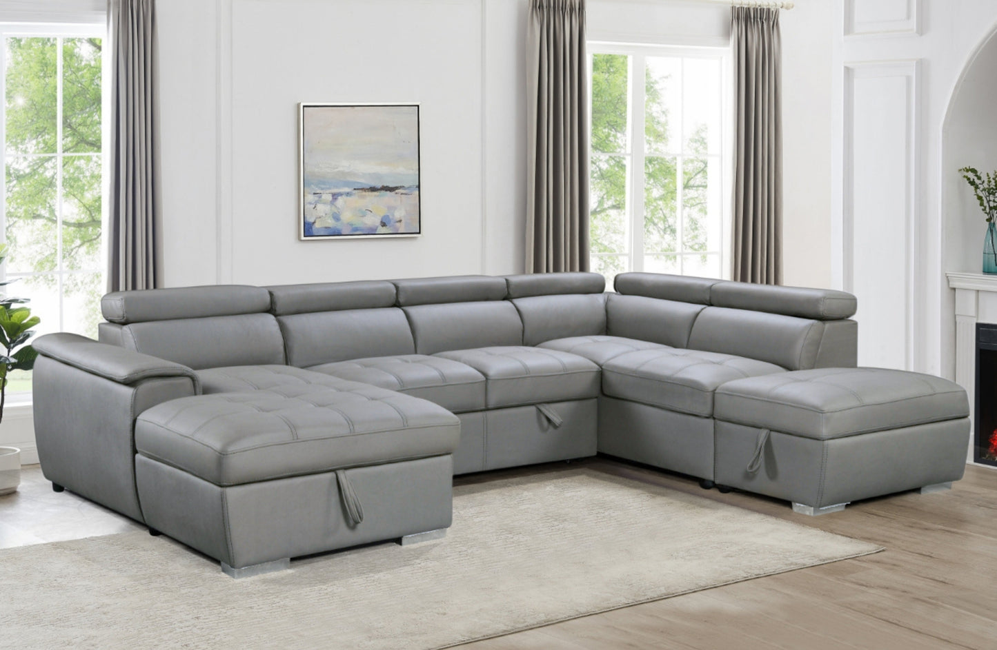 Plush Sleeper Modular Chaise Lounge Light Grey Furniture > Sofas > Sofas & Sofa Beds