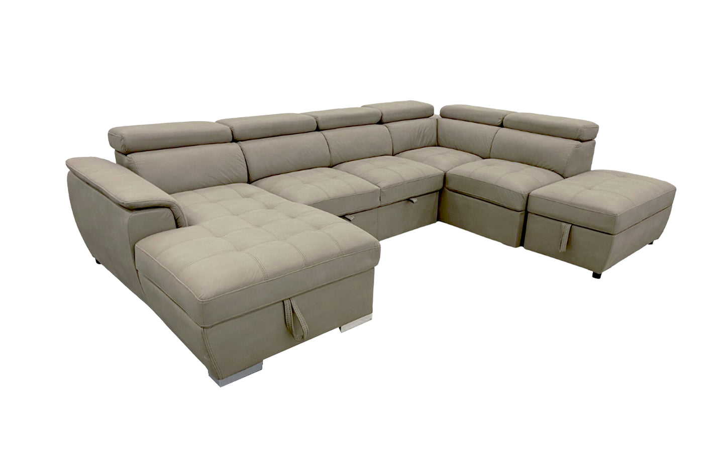 Plush Sleeper Modular Chaise Lounge - Mushroom - Furniture > Sofas > Sofas & Sofa Beds