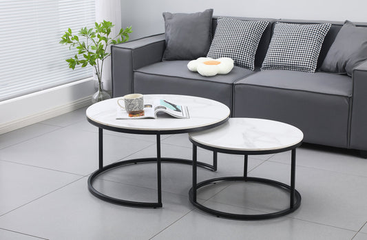 Nesting Style Coffee Table White on Black 80cm/60cm Furniture > Living Room > Coffee Tables