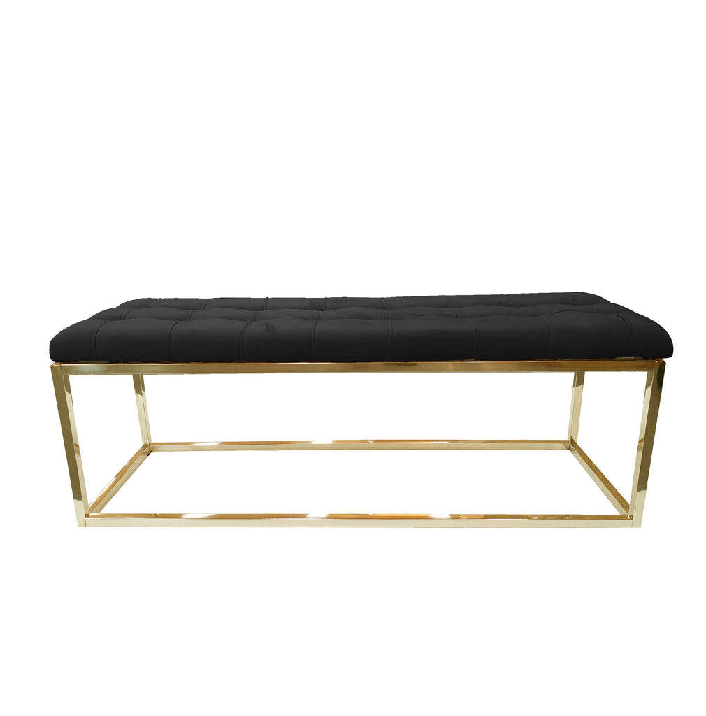 Holly Ottoman Gold Base - Black Seat - Furniture > Living Room > Ottomans & Footstools