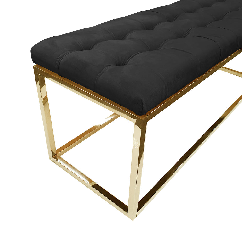 Holly Ottoman Gold Base - Black Seat - Furniture > Living Room > Ottomans & Footstools
