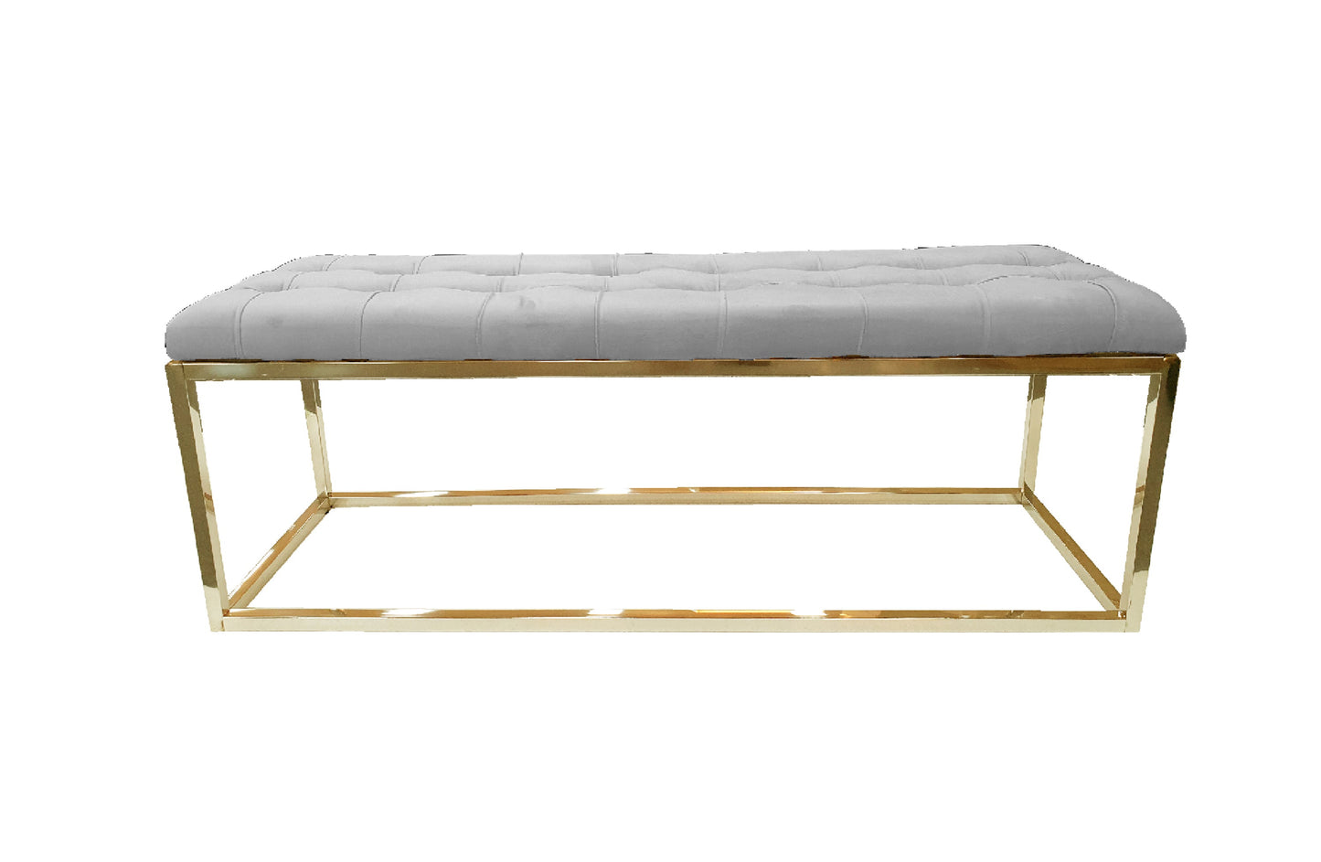 Holly Ottoman Gold Base - Light Grey Seat - Furniture > Living Room > Ottomans & Footstools