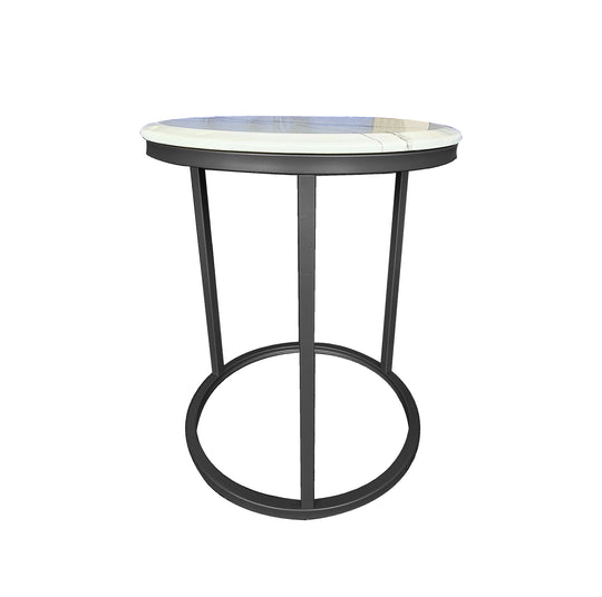 Kelly Side Table - White on Black - 45cm - Furniture > Dining > Dining Tables