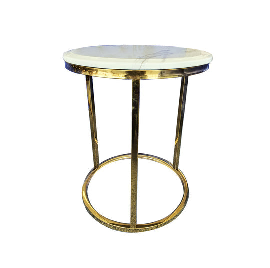 Kelly Side Table - White on Gold - 45cm - Furniture > Dining > Dining Tables