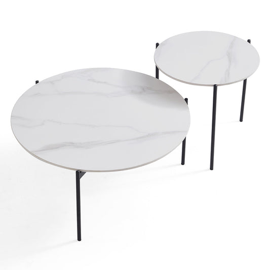 Interior Ave Bianco Nested Coffee Table Set White Marble Stone Furniture > Living Room > Coffee Tables