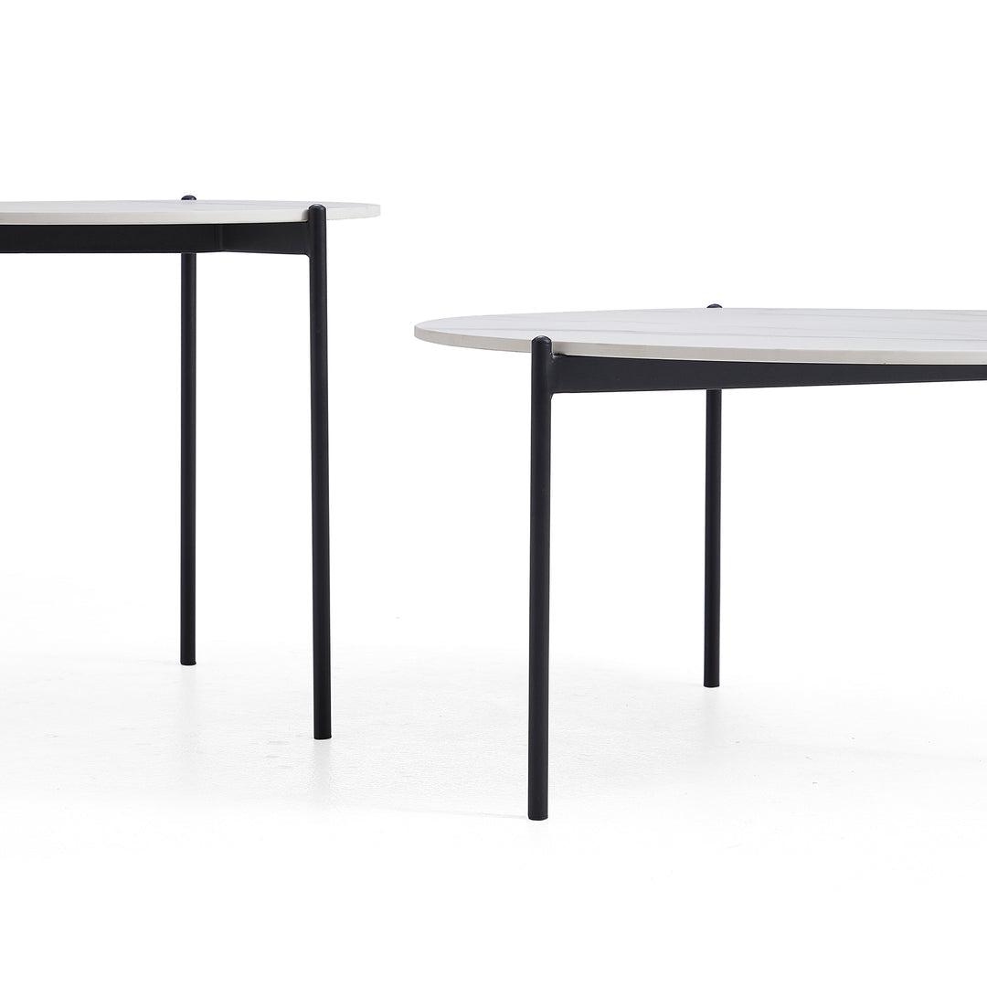 Interior Ave - Bianco Nested Coffee Table Set - White Marble Stone - Furniture > Living Room > Coffee Tables