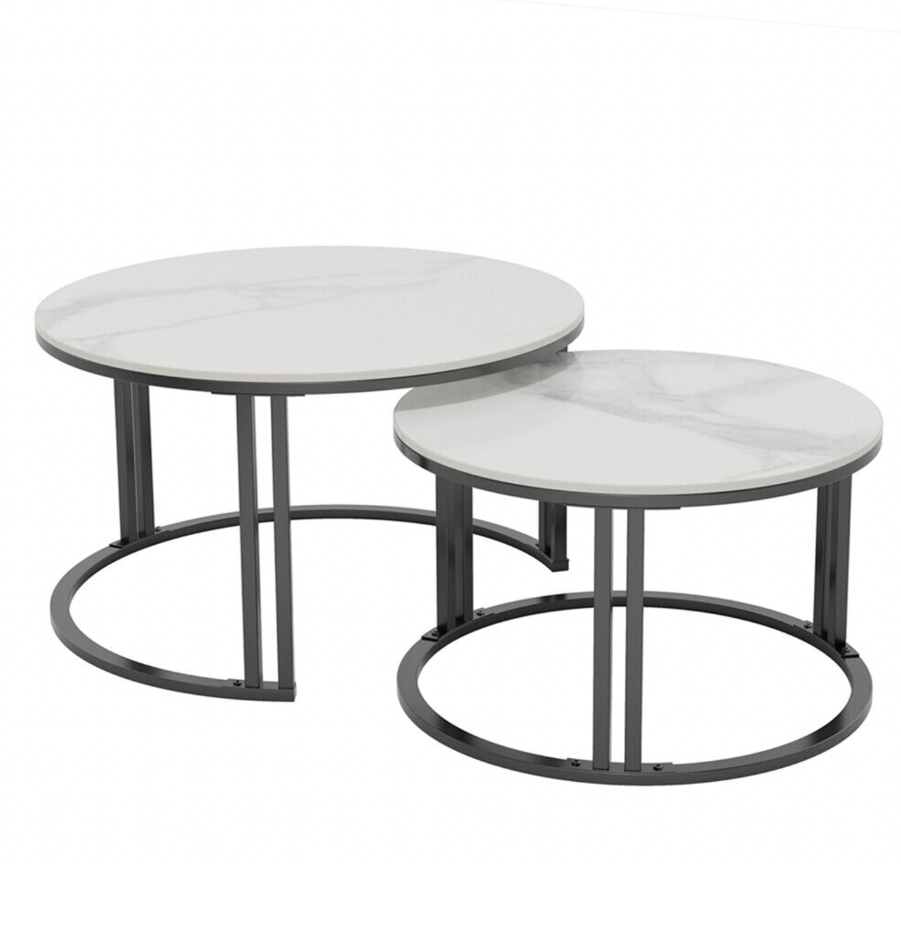 Interior Ave - Premier Nested Coffee Table Set - White Marble Stone - Furniture > Living Room > Coffee Tables
