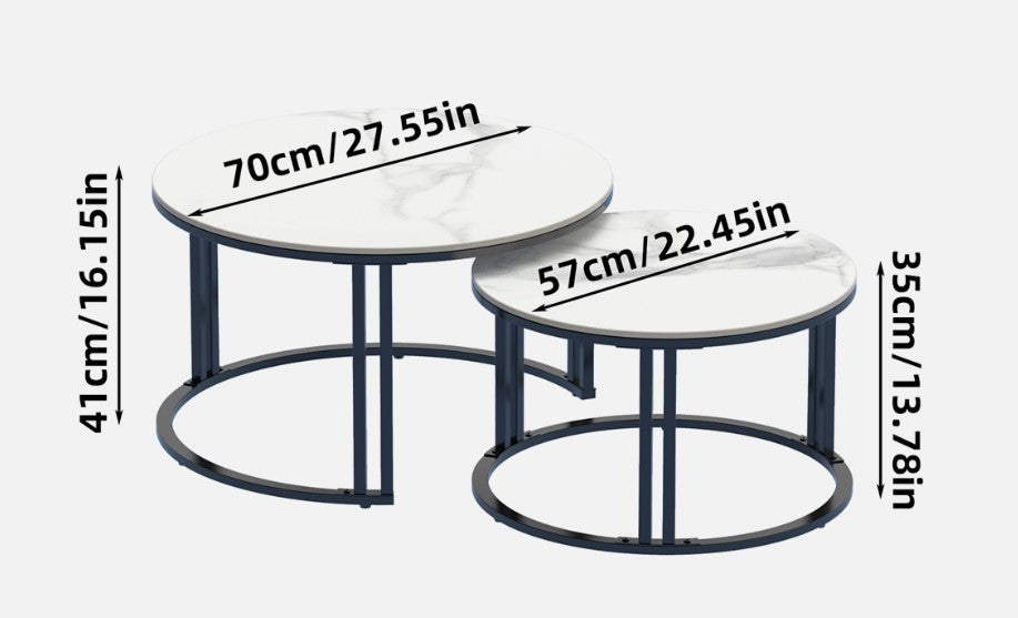 Interior Ave - Premier Nested Coffee Table Set - White Marble Stone - Furniture > Living Room > Coffee Tables