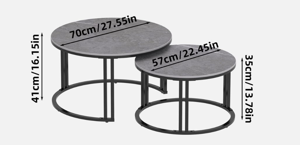 Interior Ave - Premier Nested Coffee Table Set - Grey Stone - Furniture > Living Room > Coffee Tables