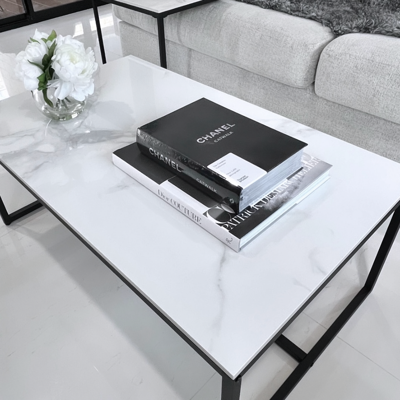Interior Ave - Monaco Rectangle Coffee Table - White Marble Stone - Furniture > Living Room > Coffee Tables