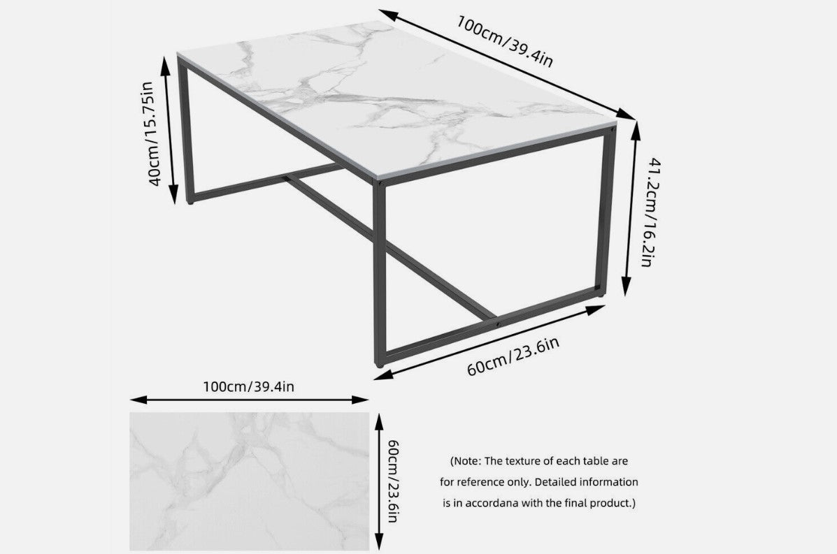 Interior Ave - Monaco Rectangle Coffee Table - White Marble Stone - Furniture > Living Room > Coffee Tables