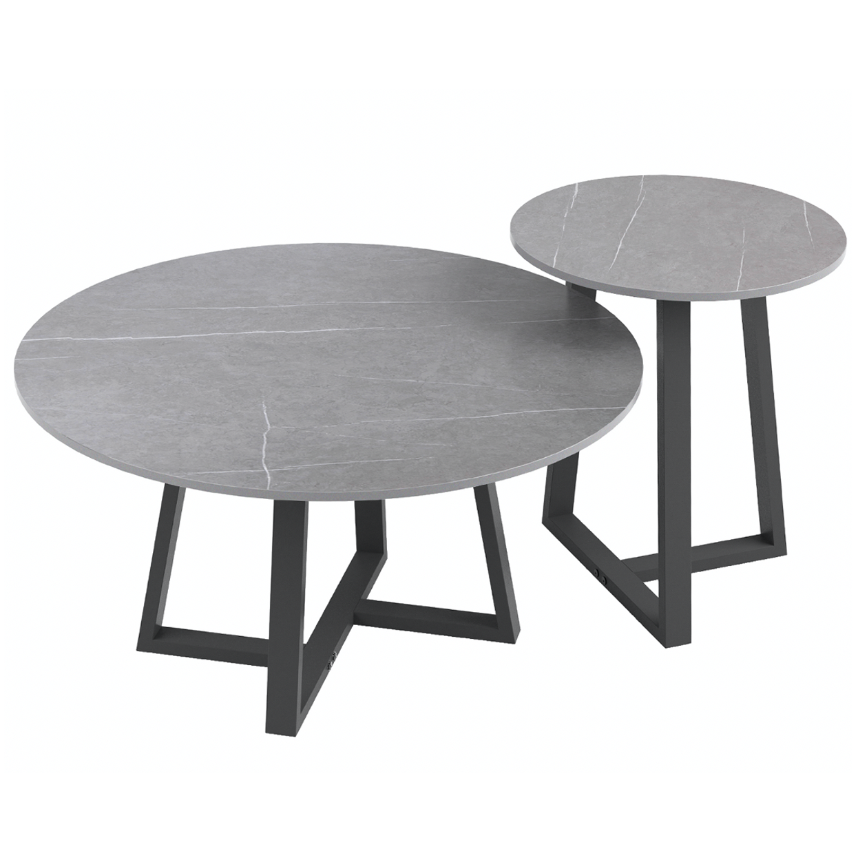 Interior Ave - Broadway Two Tier Coffee Table Set - Stone Grey - Furniture > Living Room > Coffee Tables