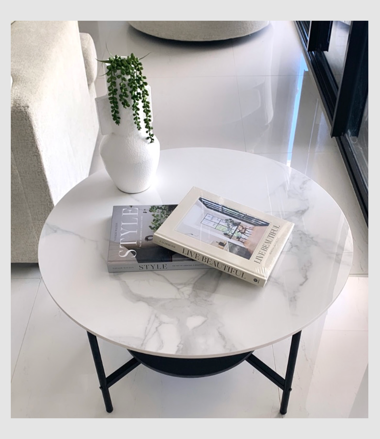 Interior Ave - Duke Round Two Tier Stone Coffee Table - Furniture > Living Room > Coffee Tables