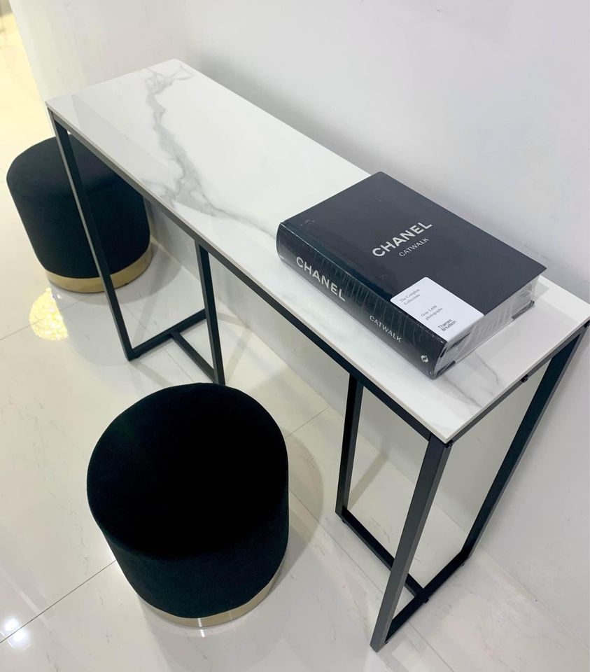 Interior Ave - Stone Marble Console - Marble & Black - Furniture > Living Room > Coffee Tables