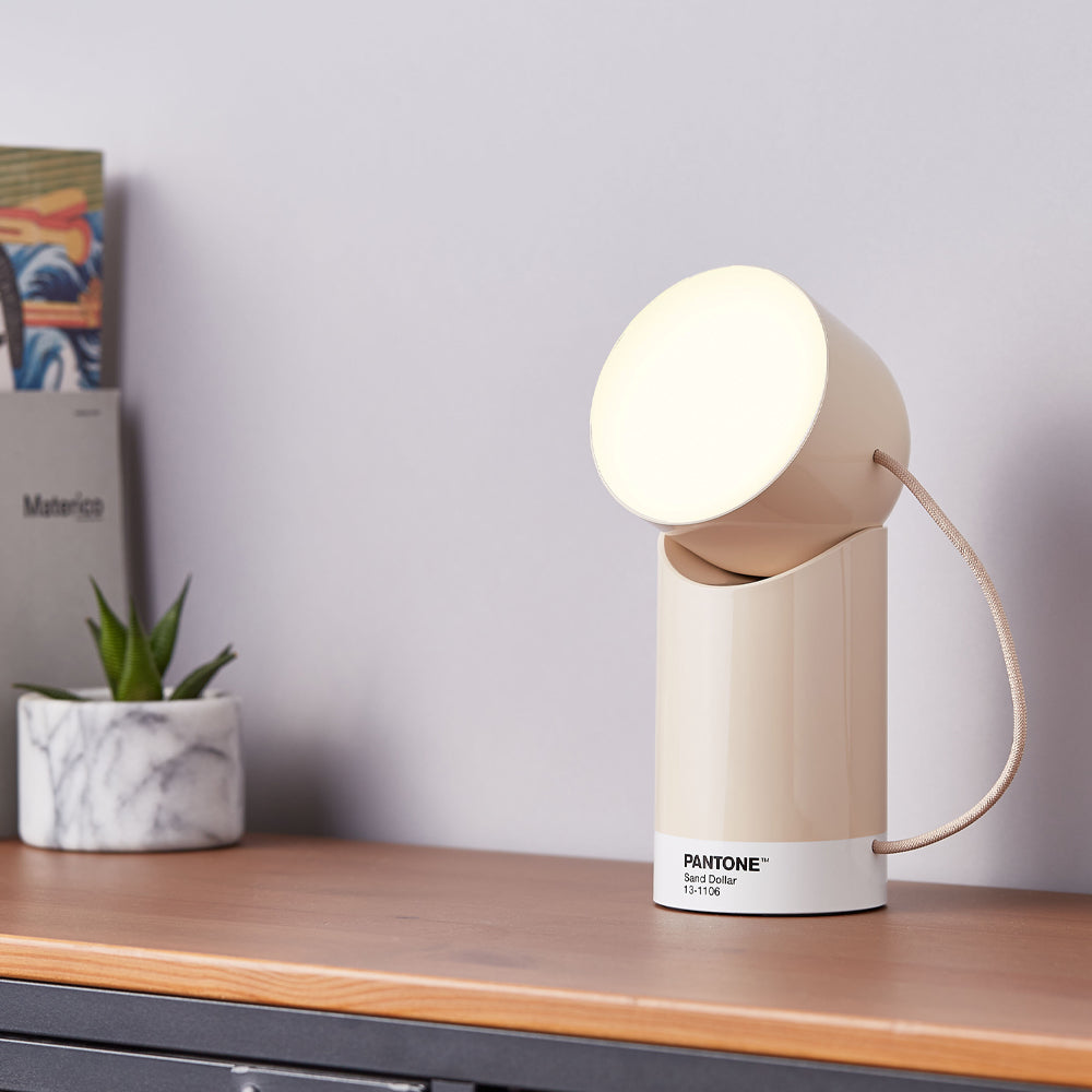 Lexon Orbe Portable Led Lamp With Moving Head PANTONE - Sand - Home & Garden > Lighting > Table Lamps