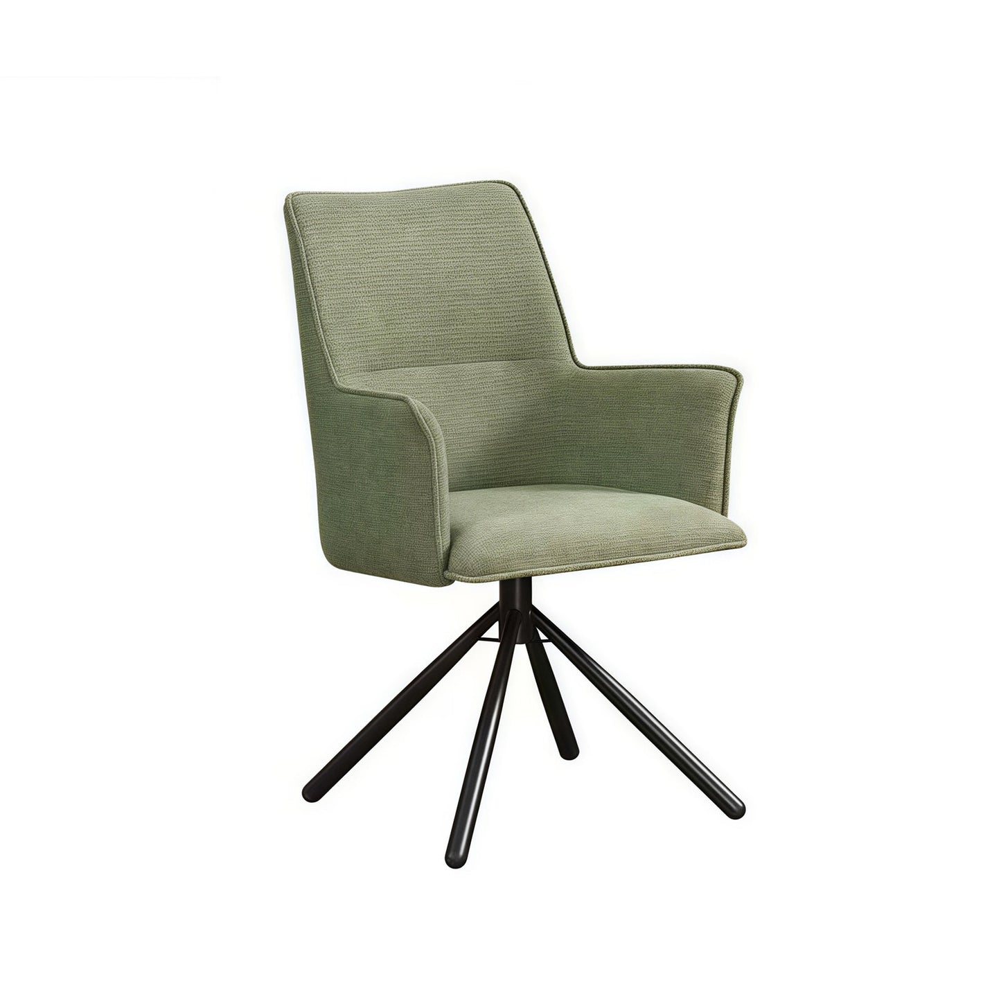 Dining Chair Green Linen Fabric Upholstered Seat Powder Coated Iron Legs - Furniture > Dining > Kitchen & Dining Chairs