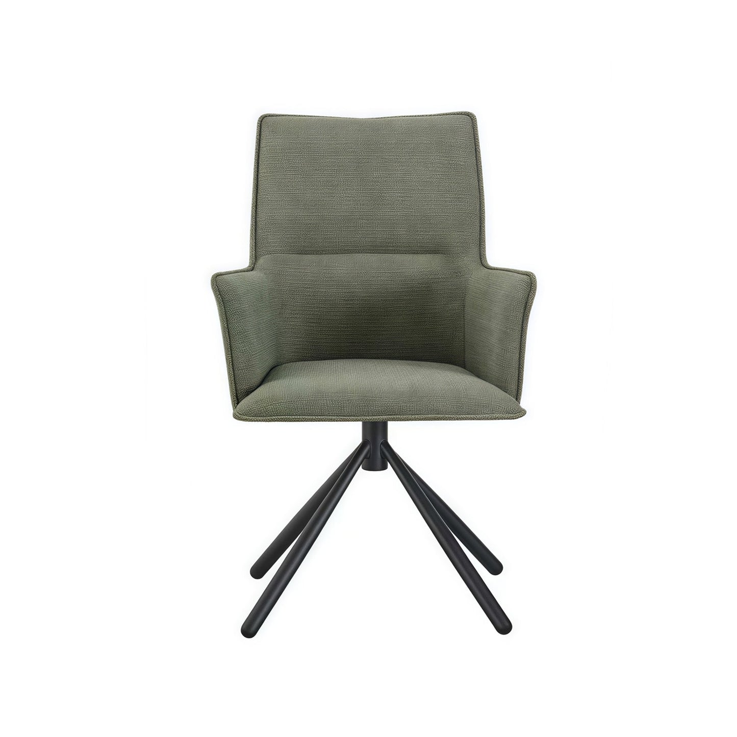 Dining Chair Green Linen Fabric Upholstered Seat Powder Coated Iron Legs - Furniture > Dining > Kitchen & Dining Chairs
