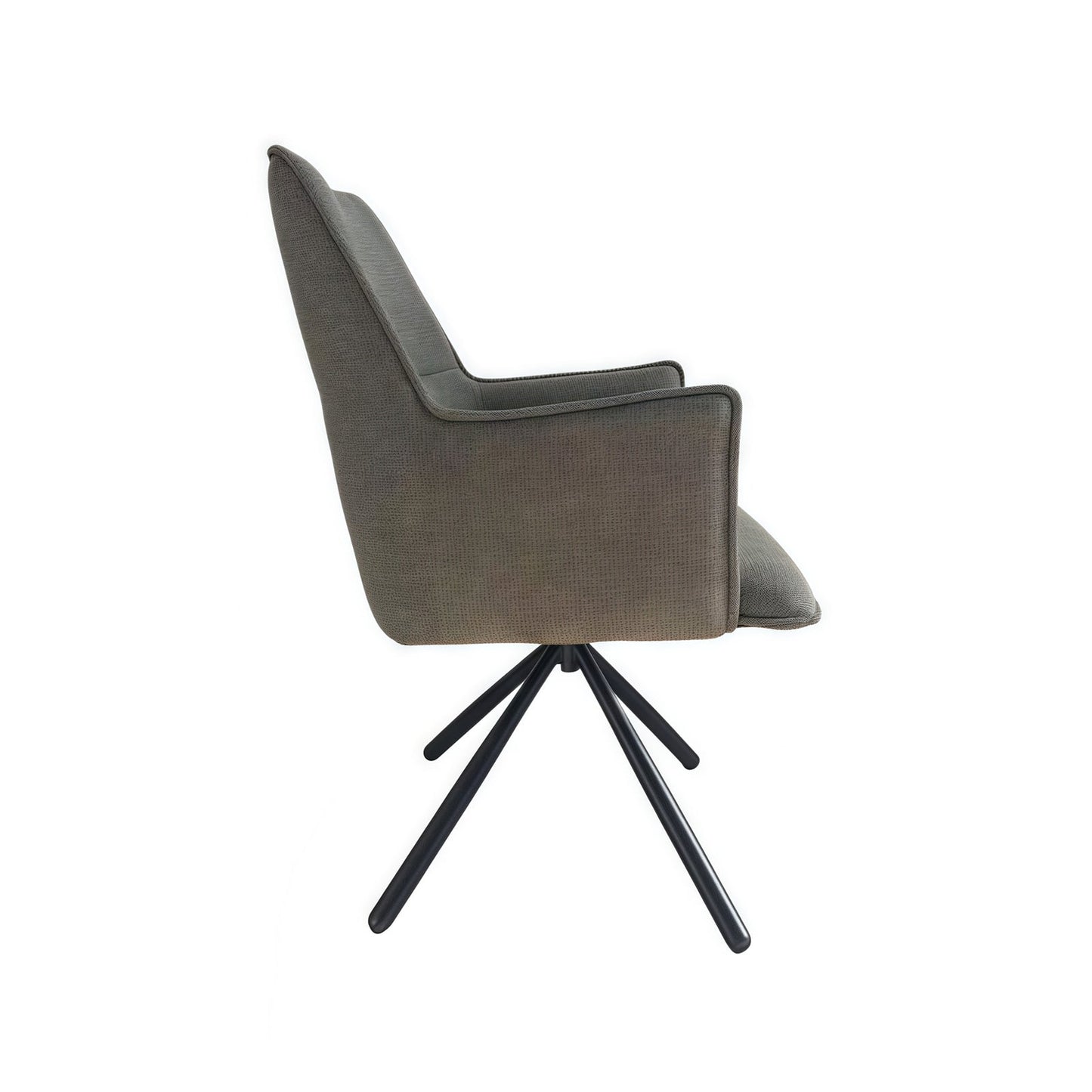 Dining Chair Green Linen Fabric Upholstered Seat Powder Coated Iron Legs - Furniture > Dining > Kitchen & Dining Chairs