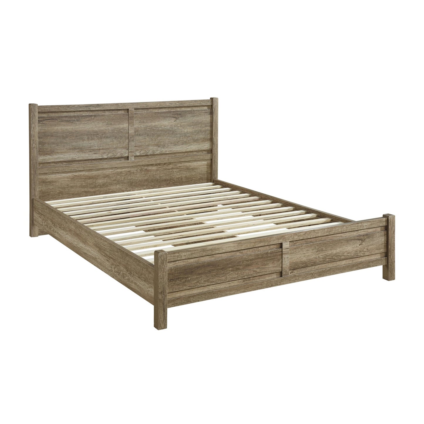 4 Pieces Bedroom Suite Natural Wood Like MDF Structure Queen Size Oak Colour Bed Bedside Table & Tallboy - Furniture >