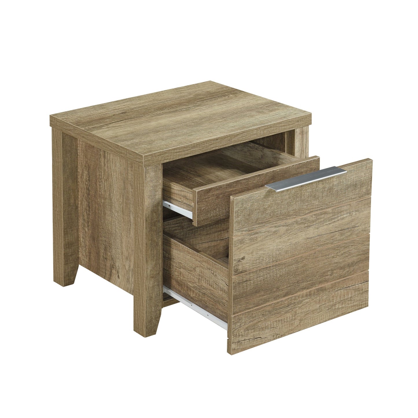 4 Pieces Bedroom Suite Natural Wood Like MDF Structure Queen Size Oak Colour Bed Bedside Table & Tallboy - Furniture >