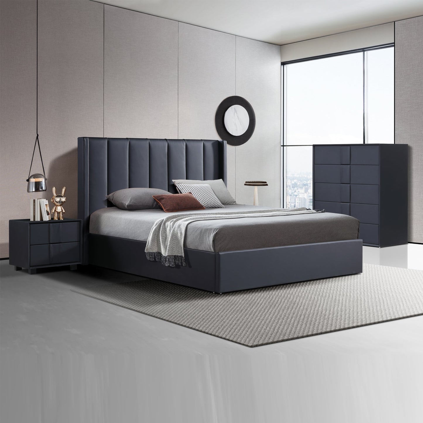 Prado 4pc Fabric Gas Lift Queen Bedroom Suite Furniture > Bedroom > Beds & Bed Frames