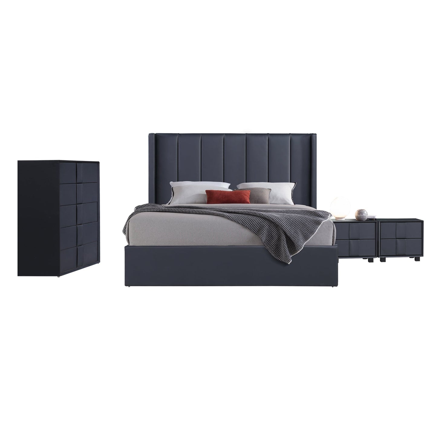 Prado 4pc Fabric Gas Lift Queen Bedroom Suite Furniture > Bedroom > Beds & Bed Frames