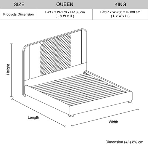 Halcyon Bed Frame Air Leather Padded Upholstery High Quality Slats Polished Stainless Steel Feet - Furniture > Bar