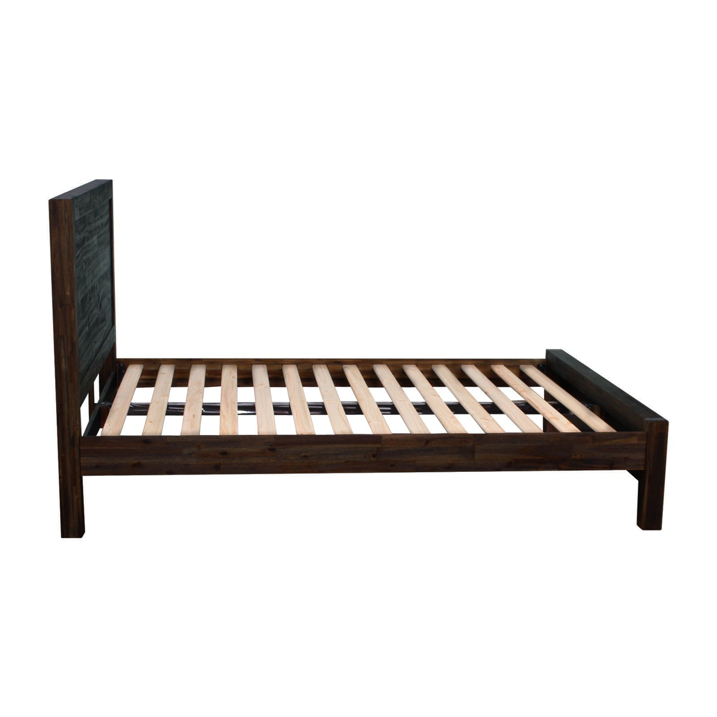 Bed Frame Double Size in Solid Wood Veneered Acacia Bedroom Timber Slat in Chocolate Furniture > Bedroom > Beds & Bed